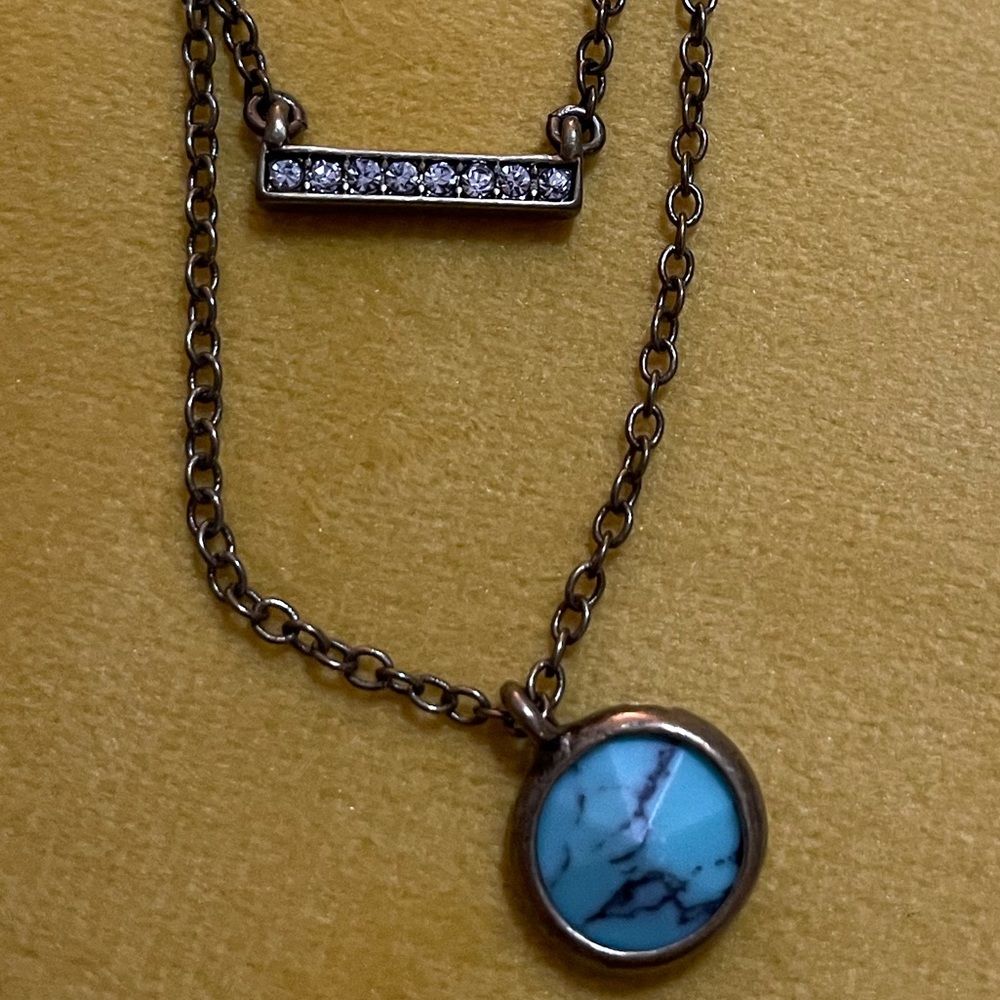 Chloe + Isabel for Birchbox turquoise-colored stone and rhinestone necklace NWT